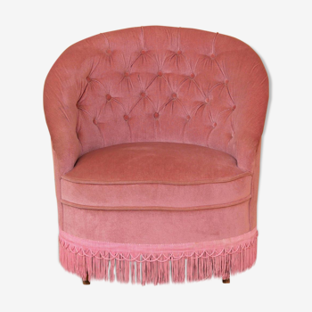 Old pink vintage padded "toad" chair