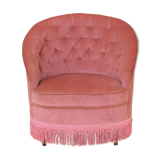 Old pink vintage padded "toad" chair