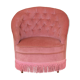 Fauteuil « crapaud » capitonné vintage vieux rose
