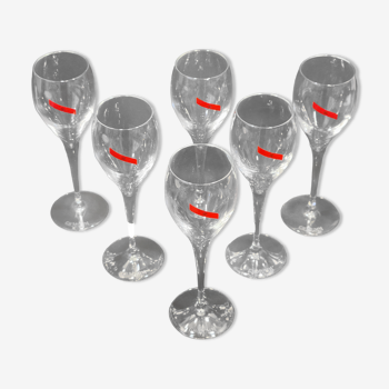 Set de 6 flûtes verres à champagne GH. Mumm en cristal forme tulipe