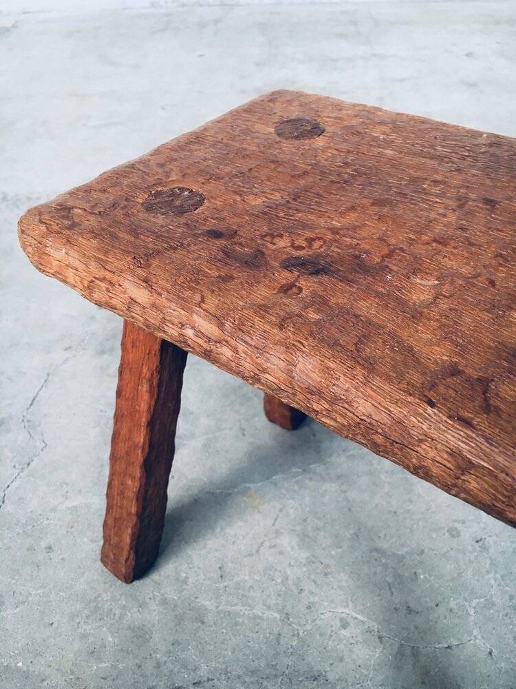 Carved Oak Side Table, 1940s