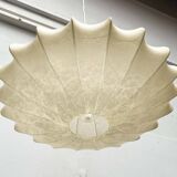 Modern UFO disc cocoon pendant lamp from the mid-century by Friedel Wauer for Goldkant Leuchten, Germany, 1960s.