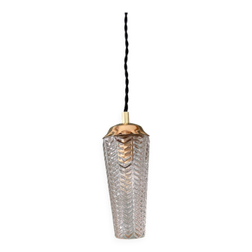 Suspension tulipe épis vintage en verre (SE11)