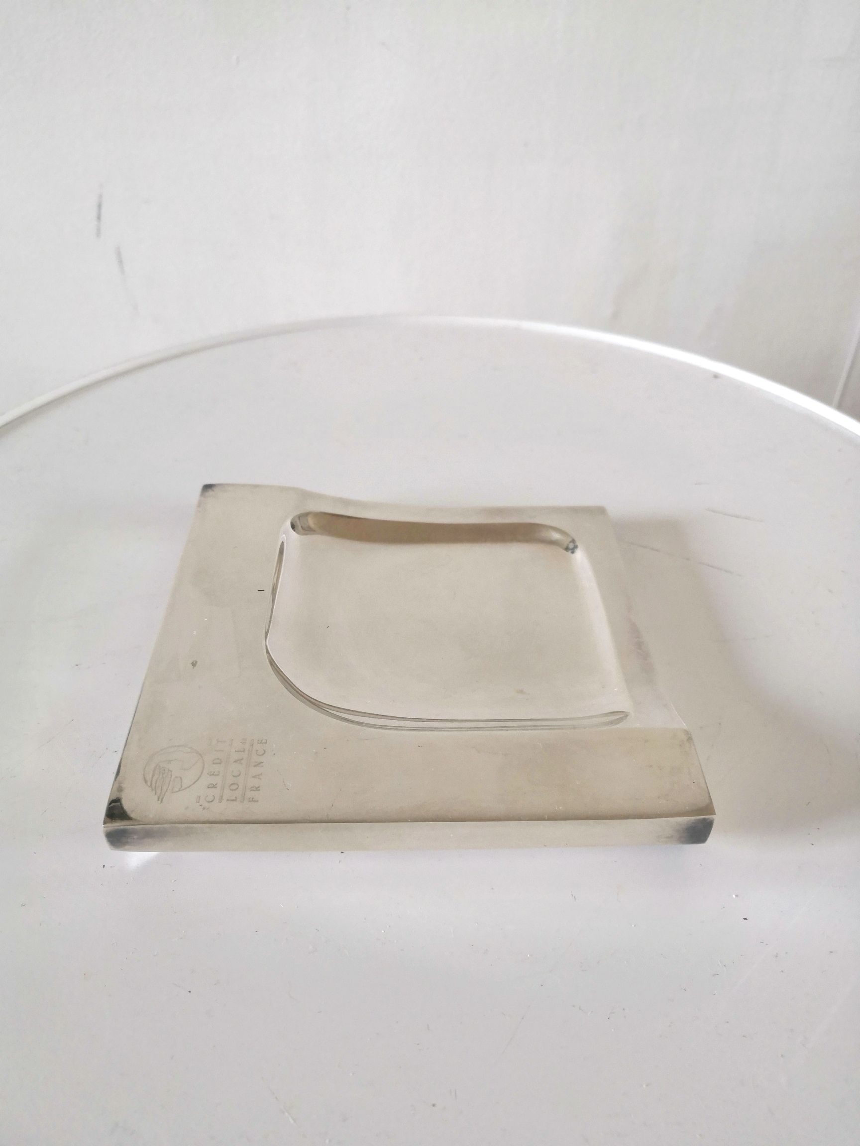 Silver metal ashtray Crédit local de France design 70s
