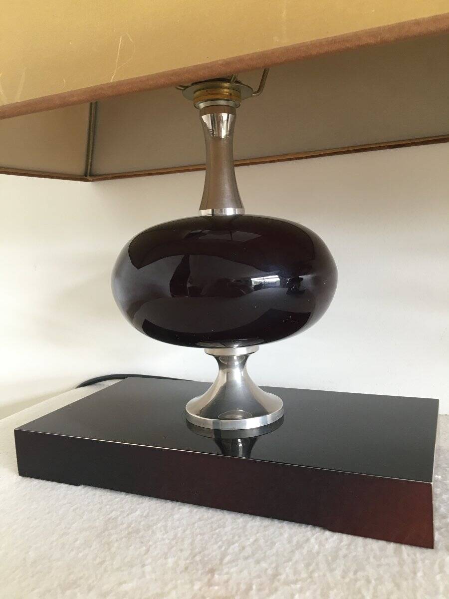 Pair of lamps, resin and chrome steel, by Philippe Barbier, circa 1970.