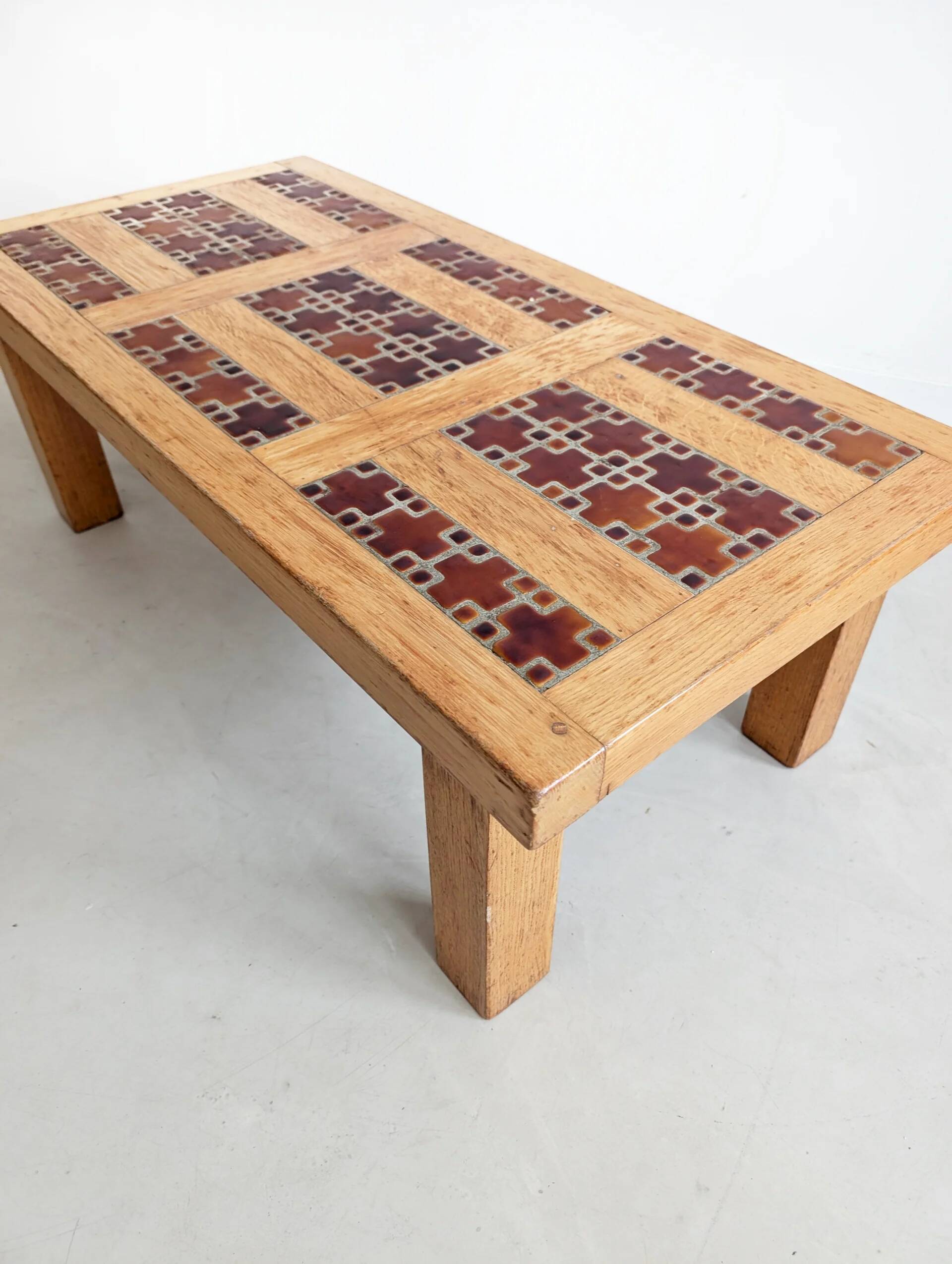 Brutalist elm wood coffee table 1970s