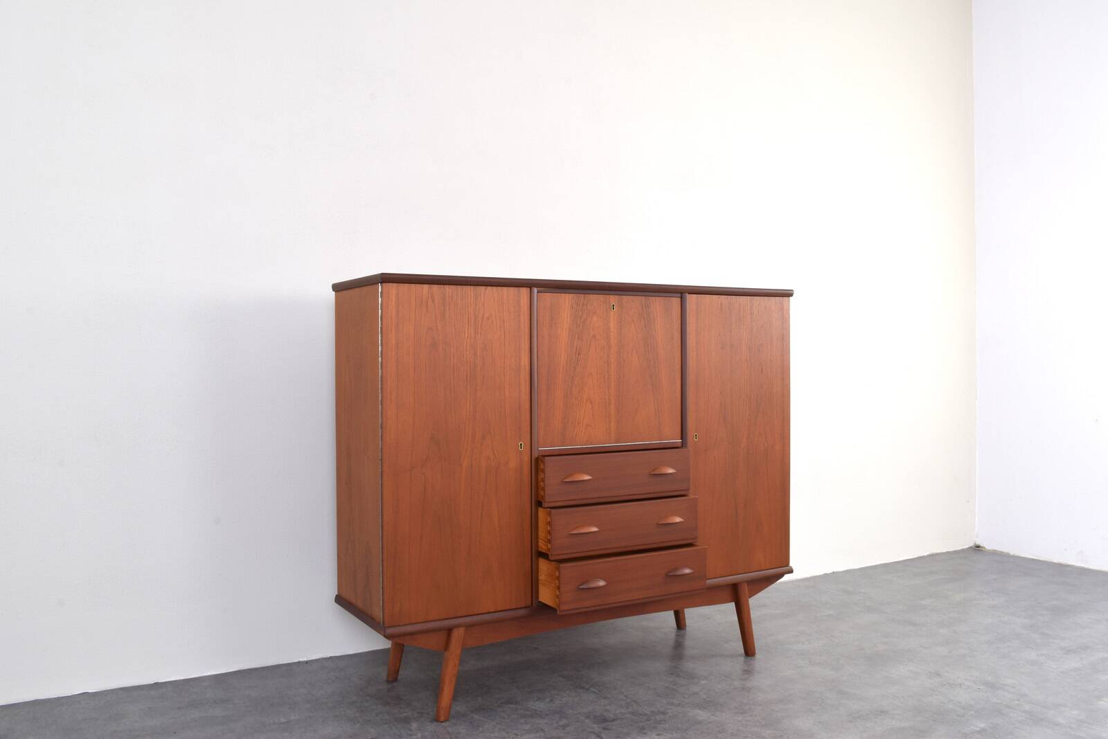 Mid-Century Danish Teak Highboard, 1960s.