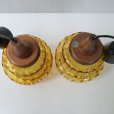 Pair of pendant lamps Carl Fagerlund Orrefors vintage 1960