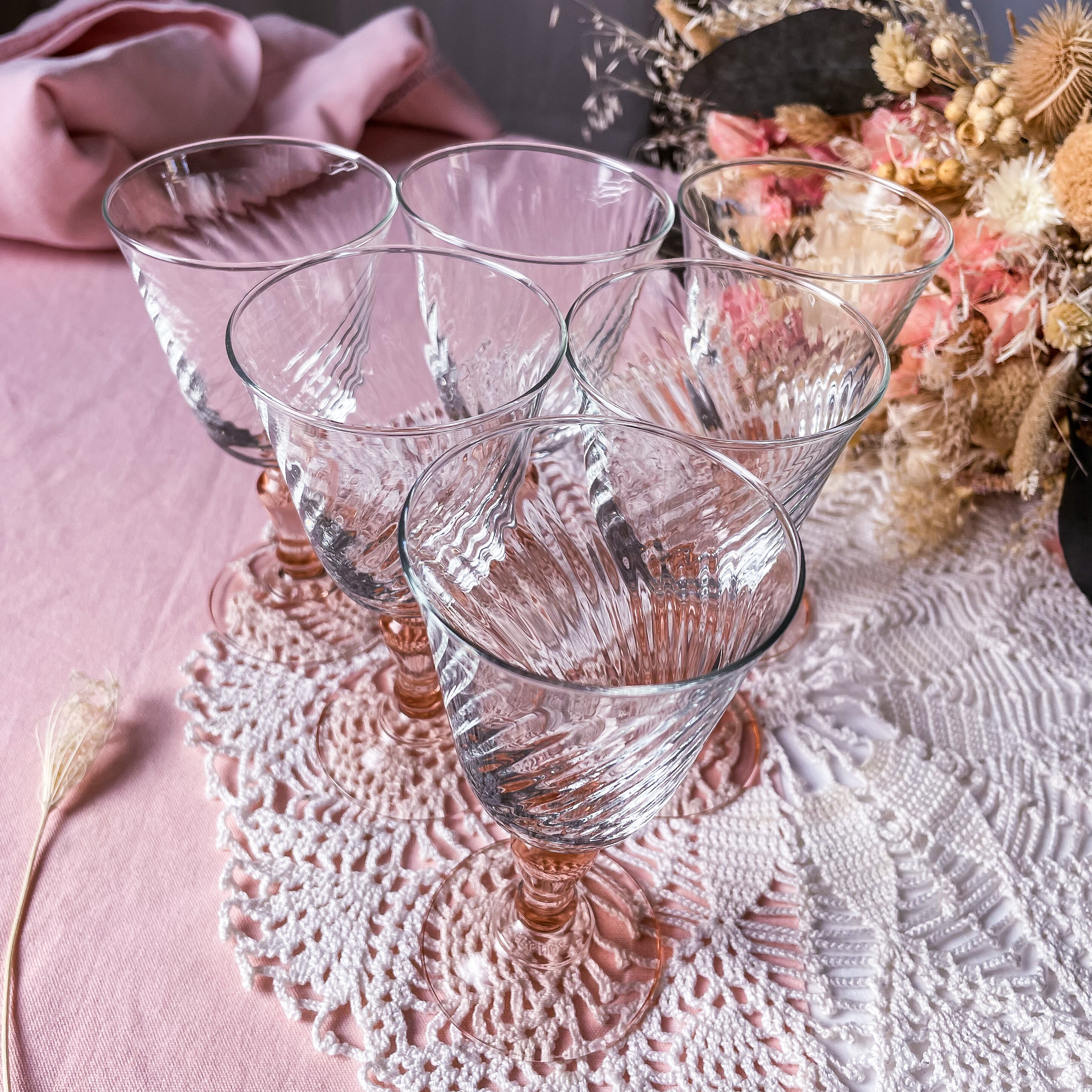 6 two-tone Rosaline white wine glasses