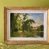 Landscape oil on wood framed