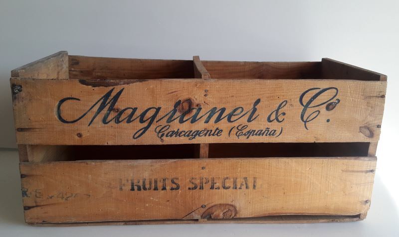 Wooden crate transport colorful poster Magraner-Co Espana