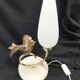 1940-50 perched bird lamp, alabaster, brass and regula