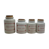 Set of 4 stoneware spice pots with original cork lid