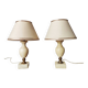 Pair of antique alabaster bedside lamps
