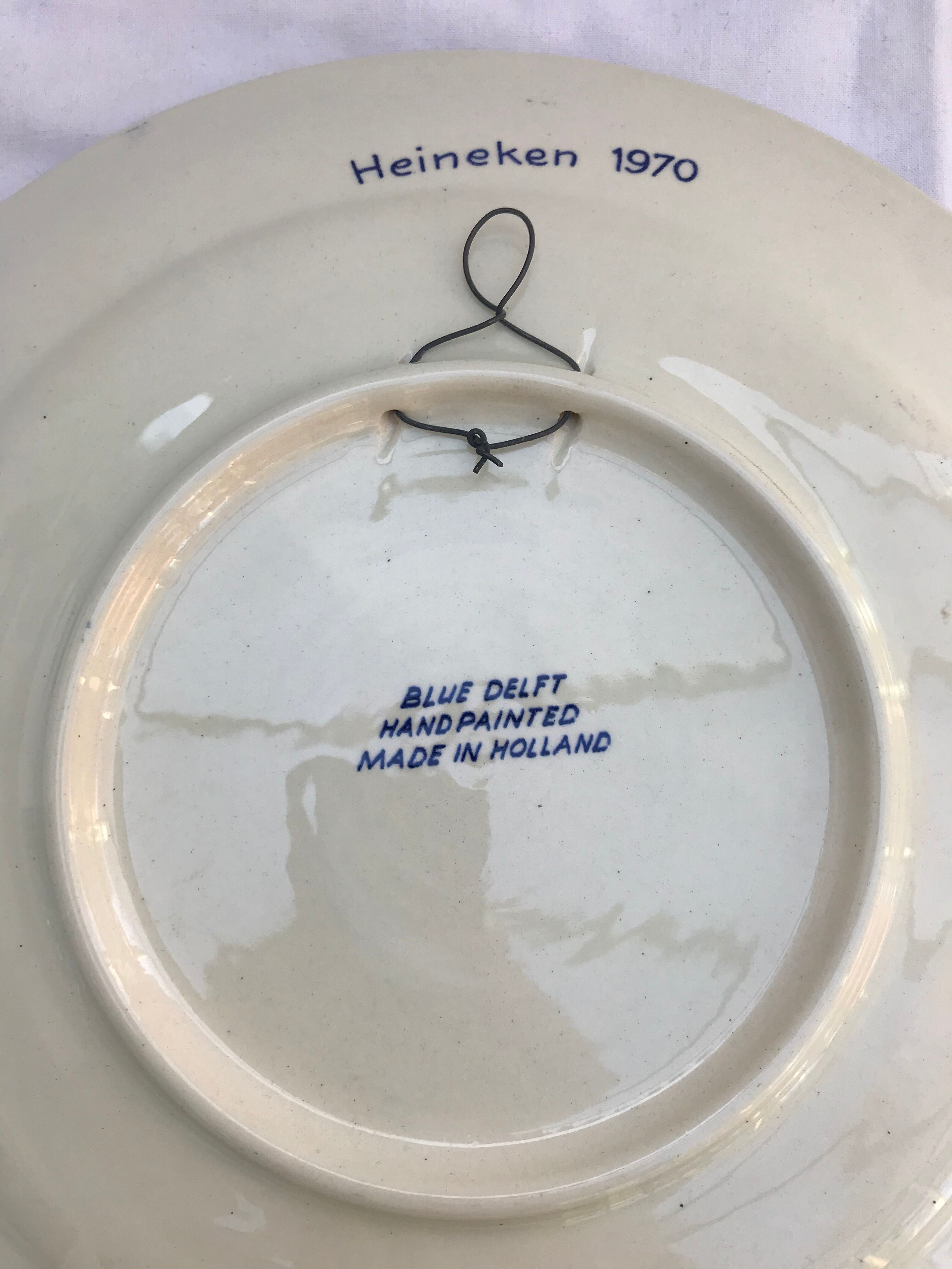 Former heineken blue Delft ceramics plate - vintage blue musician decor