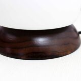 Mushroom lamp in wood and opaline glass