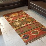 Kilim cotton and burlap carpet - 90cm x 160cm