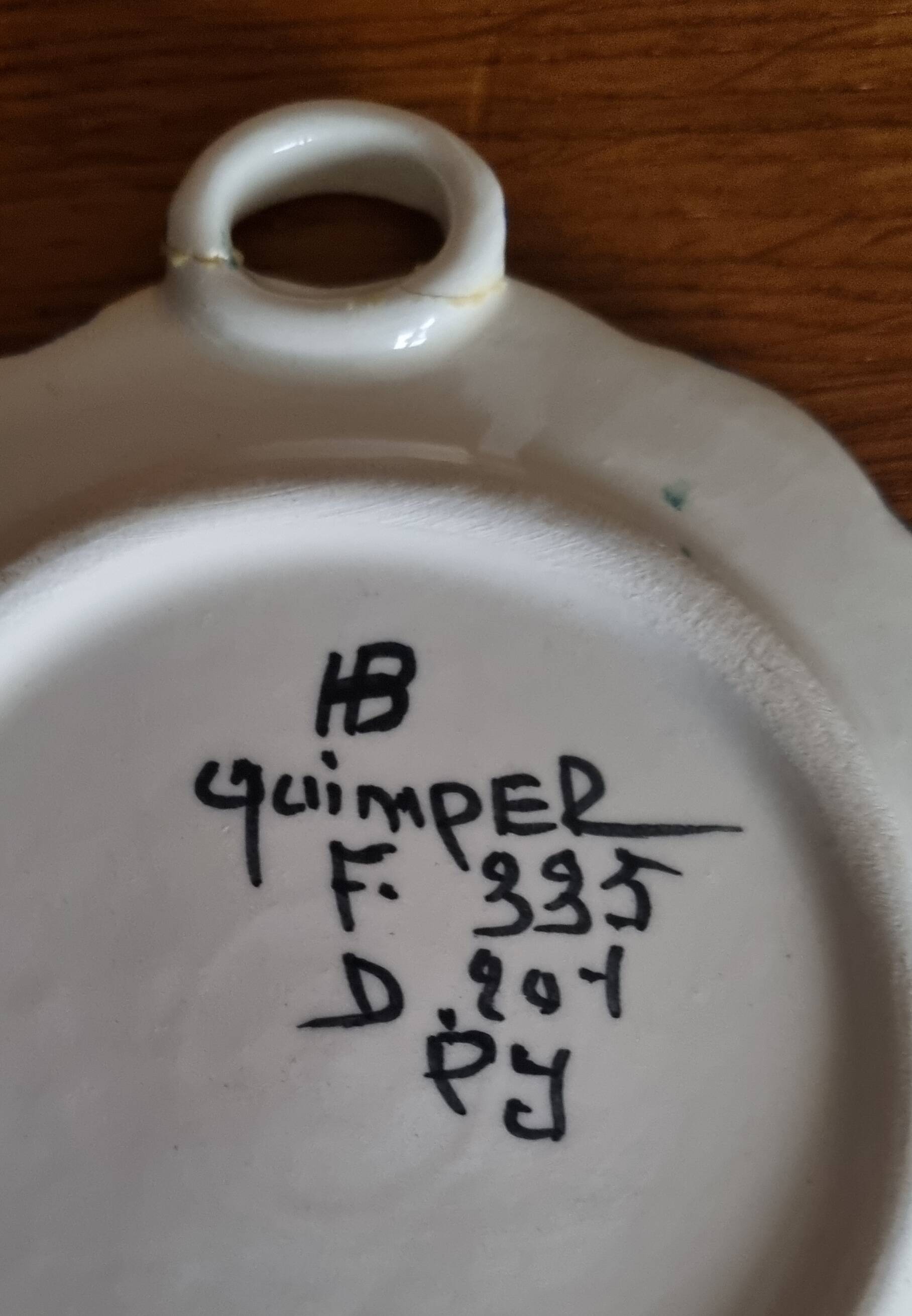 Old Breton ceramic plaque to hang in Quimper faience.