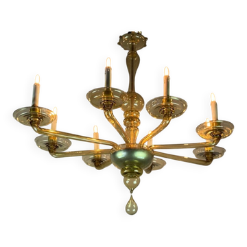 Lustre vénitien en verre de Murano mordoré, Venini vers 1920