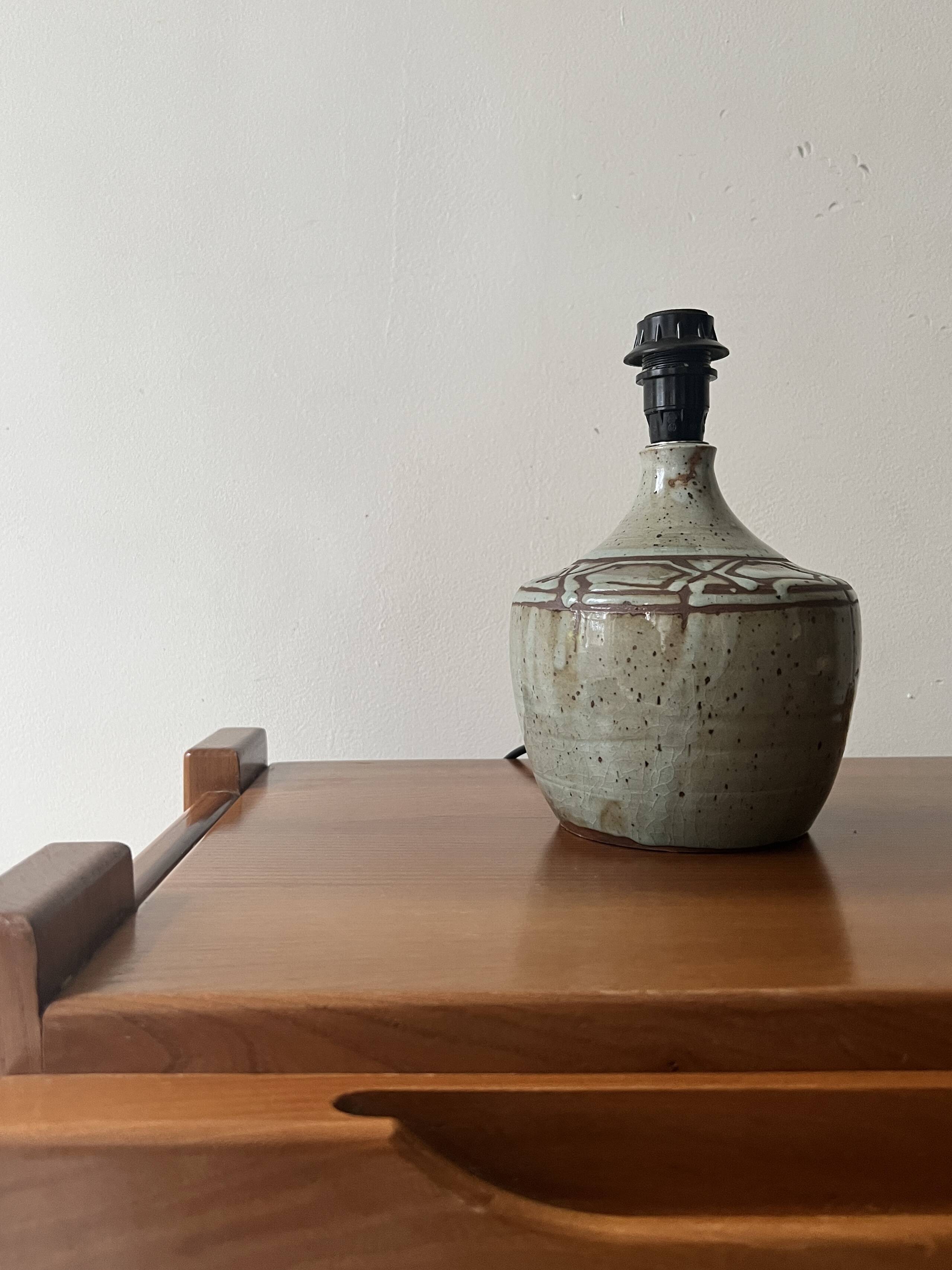 Signed glazed ceramic lamp base, circa 1950