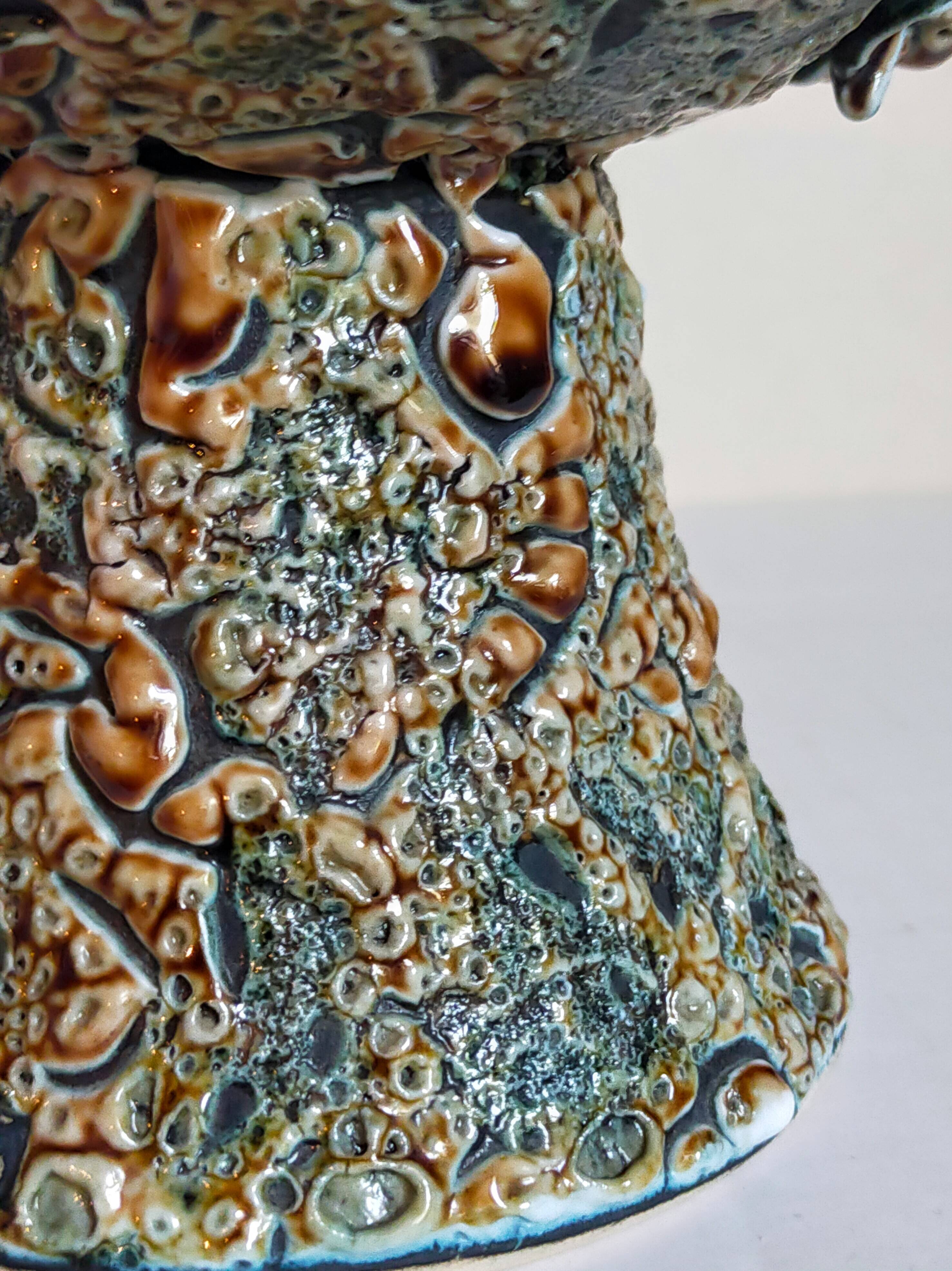 Pair of vintage Vanoise honey foam ceramic candlesticks