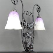 Important Wrought Iron Double-Headed Lamp by Schneider, Art Deco, c. 1920