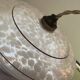 Small white Clichy glass pendant light with red edging