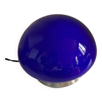 Lampe champignon vintage bleu globe en verre style années 70