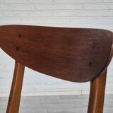 1960s, set of 4 Danish dining chairs by Farstrup, bent teak wood, reupholstered.