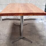 Ancienne table en chêne et inox vintage
