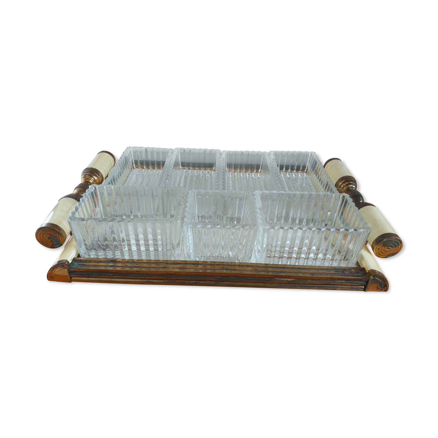 Mirror top with its 7 art deco glass cups