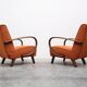 1930 Jindrich Halabala Bentwood Armchair in Rusty Orange Velvet