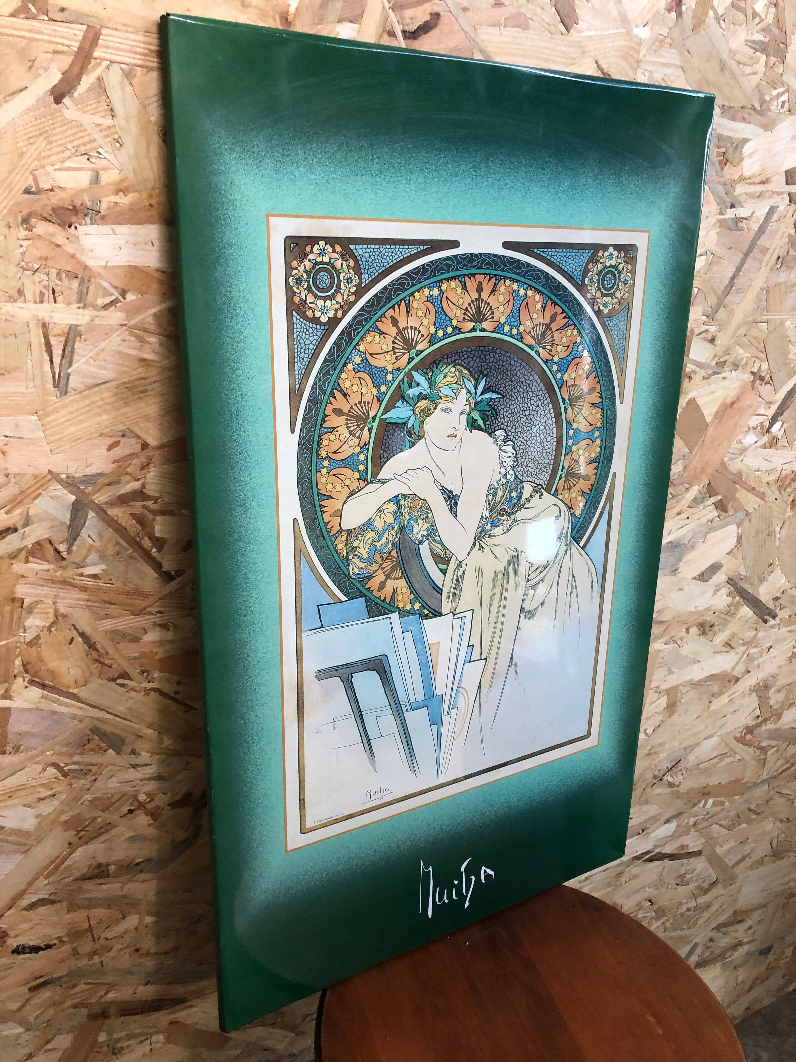 Old metal plate mucha the great masters litho art vintage decoration