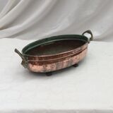Oval copper planter on vintage feet