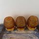 Set of three vintage wall or ceiling lights in amber chiseled glass