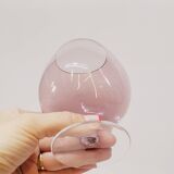 6 anciens verres à cognac en cristal de couleur prune