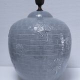 ceramic lamp in the shape of an XL pot, palm leaf decor, 80s