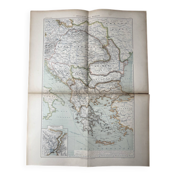 Old map of the Balkan Peninsula 69x54cm