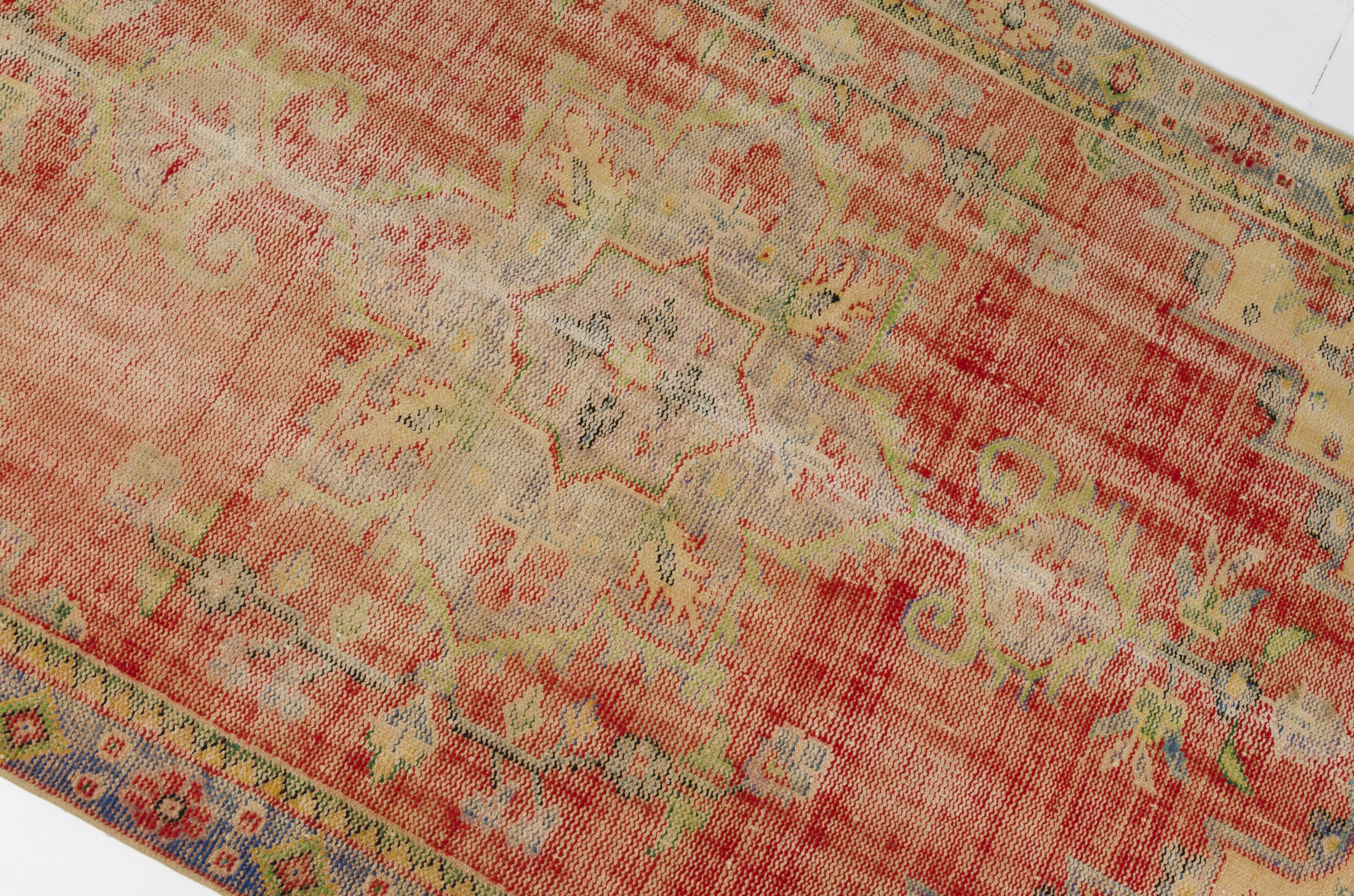 Red Oushak Vintage Carpet