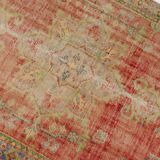 Red Oushak Vintage Carpet