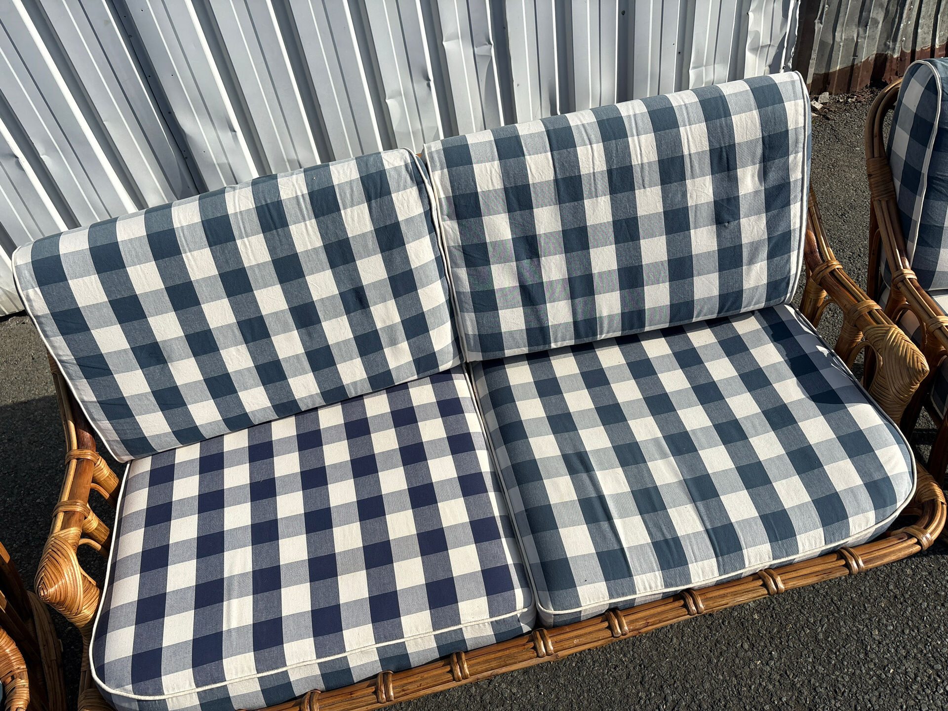 Vintage rattan lounge – sofa and two armchairs – 1960s/70s