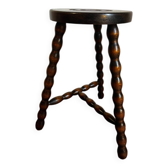 Tripod stool or turned wood plant holder