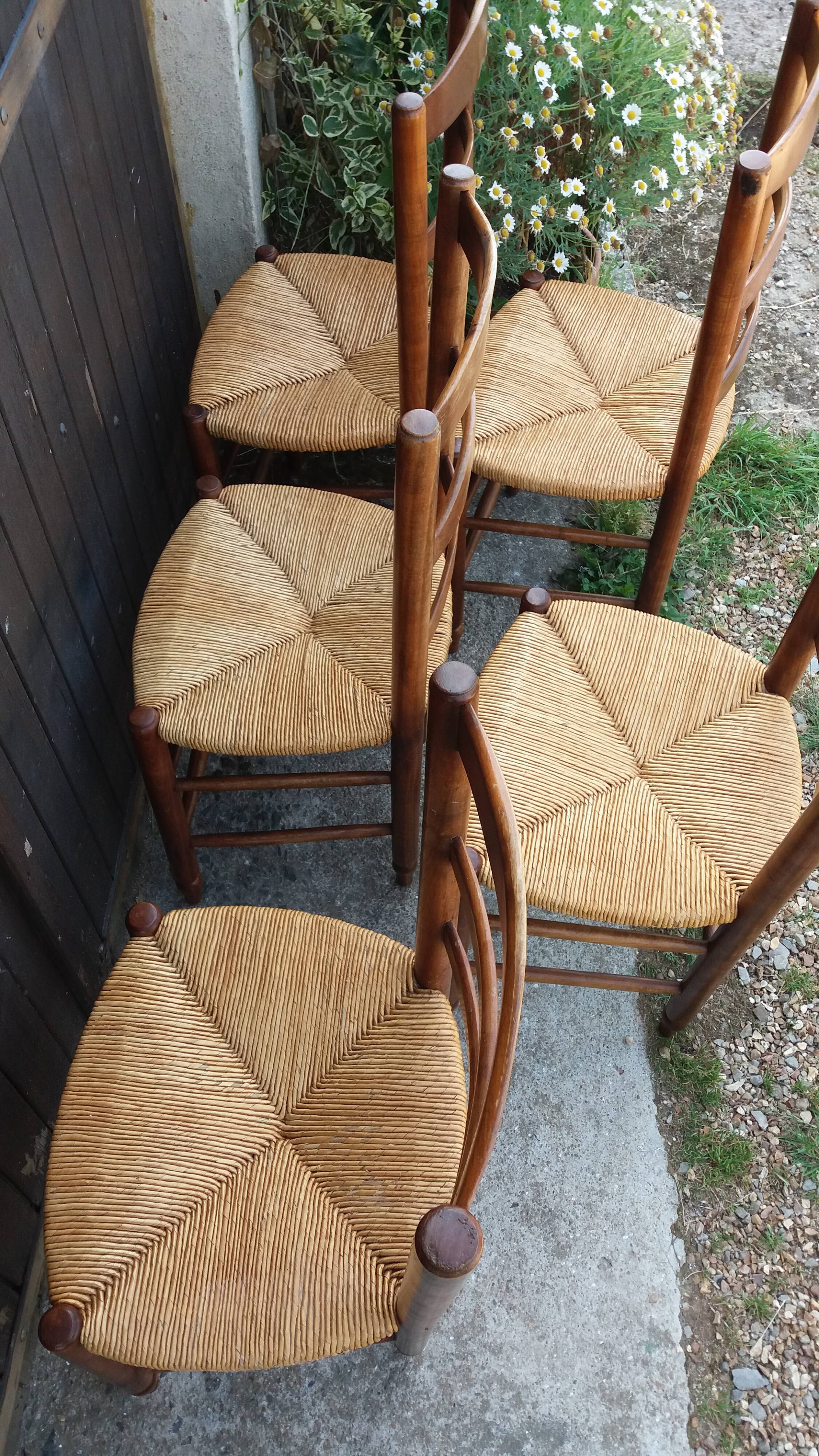 Lot de 5 chaises paillées