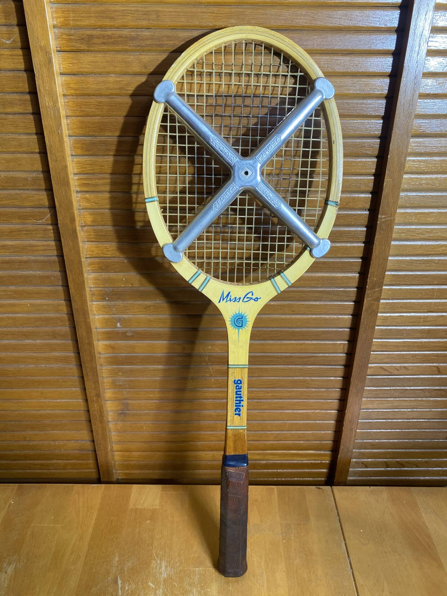 Vintage Tennis Racket GAUTHIER Miss Go Wood + Cover + Zephyr Vinta