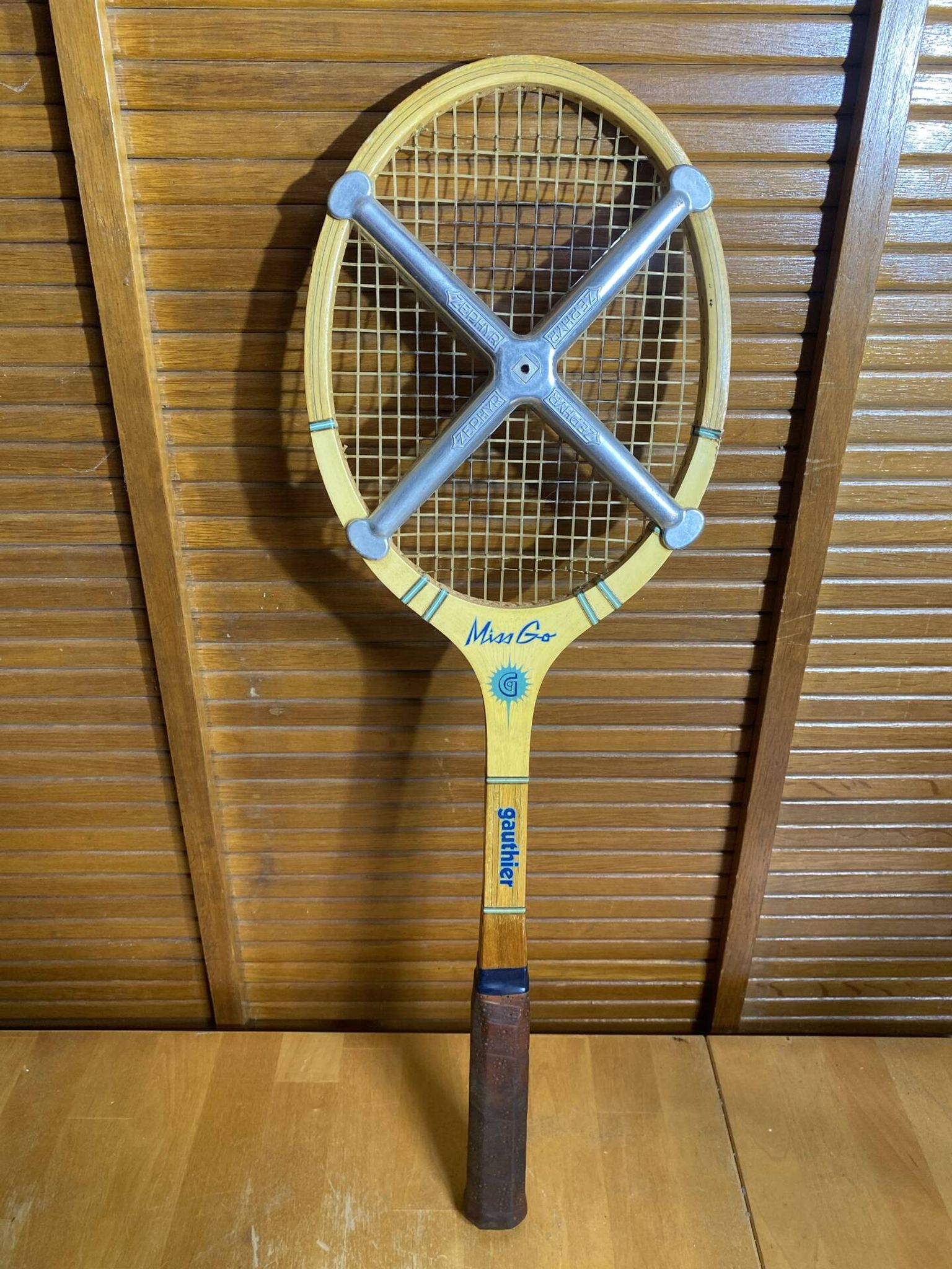 Vintage Tennis Racket GAUTHIER Miss Go Wood + Cover + Zephyr Vinta