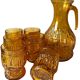 Vintage amber glass glasses and carafe set