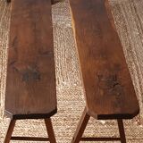 Pair of old oak country benches