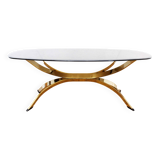 Italian coffee table in solid brass and beveled glass
