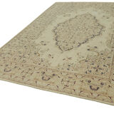 Handmade Persian Vintage 213 cm x 314 cm Beige Wool Carpet