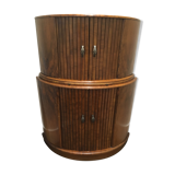 Art deco half moon cocktail bar cabinet in walnut